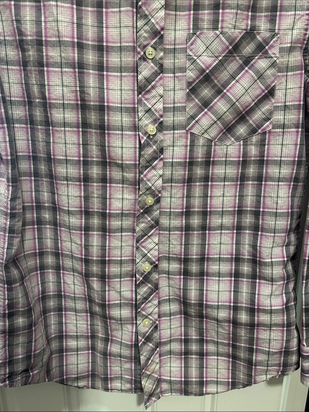 Banana Republic Slim Fit Men's Purple Plaid Button-Down Shirt